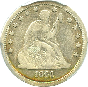 image for: 1864-S 25c PCGS VF20