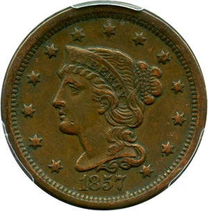 image for: 1857 1c PCGS XF45 BN (Small Date) - No Reserve!