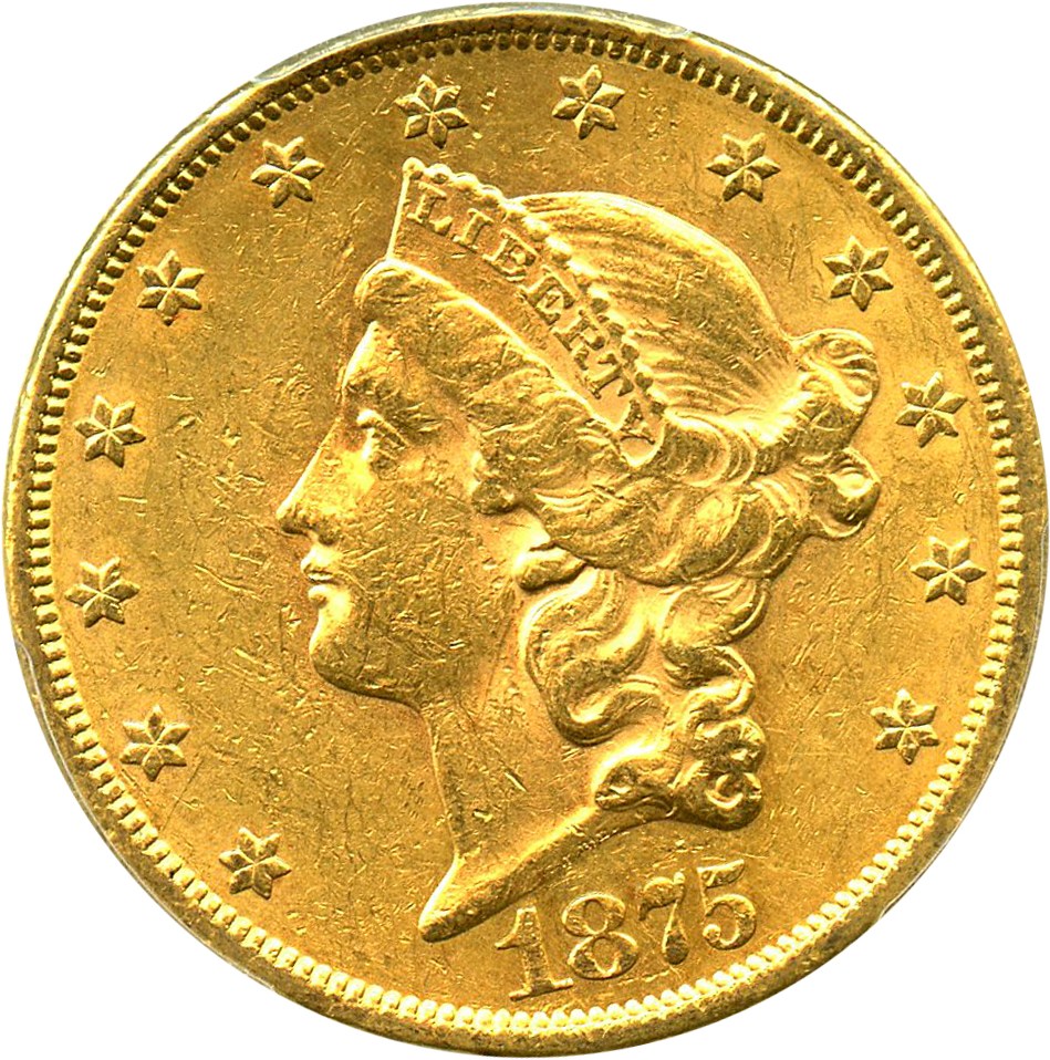 image for: 1875 $20 PCGS AU58