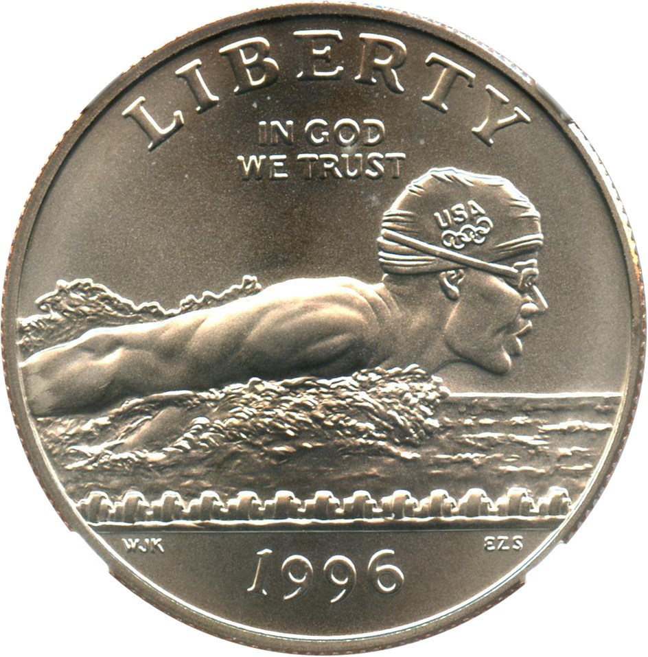 image for: 1996-S Olympic Swimming 50c NGC MS69