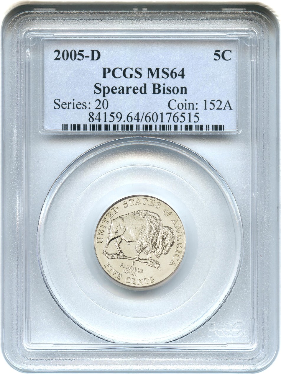 image for: 2005-D Bison 5c PCGS MS64 (Speared Bison)