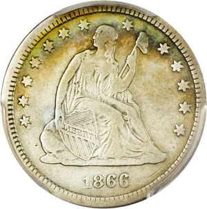 image for: 1866-S 25c PCGS VF20
