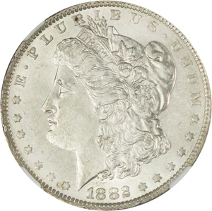 image for: 1882-O/S $1 NGC MS62 (VAM-4, O/S, Recessed S)