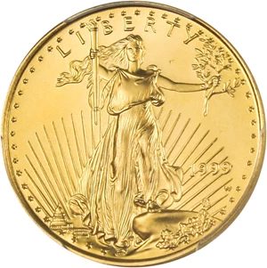 image for: Mint Error: 1999-W Gold Eagle $10 PCGS MS69 (Struck with Unfinished Proof Dies)