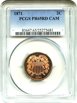 image for: 1871 2c PCGS Proof 65 RD CAM