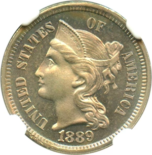 image for: 1889 3cN NGC/CAC Proof 65 CAM