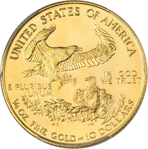 image for: Mint Error: 1999-W Gold Eagle $10 PCGS MS69 (Struck with Unfinished Proof Dies)