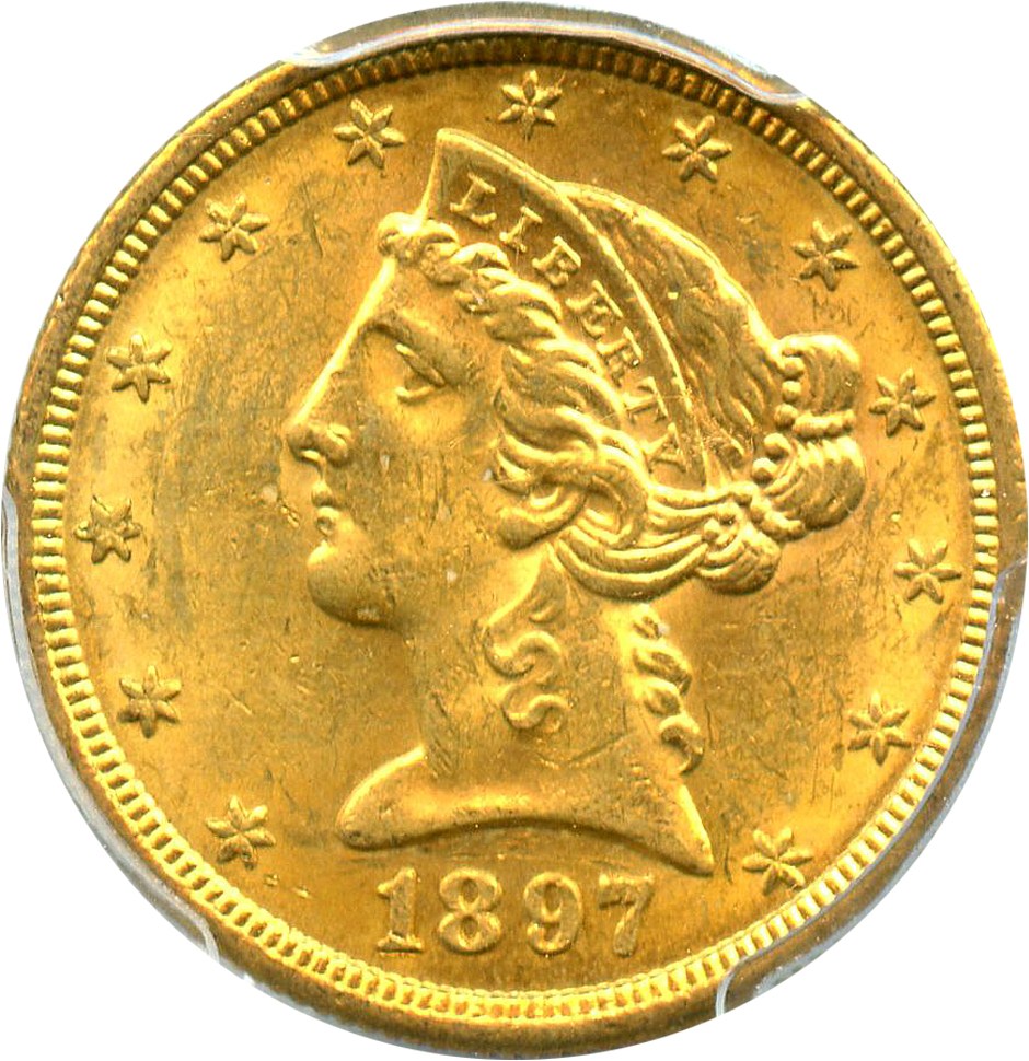 image for: 1897-S $5 PCGS MS62 - Scarce Date in High Grade