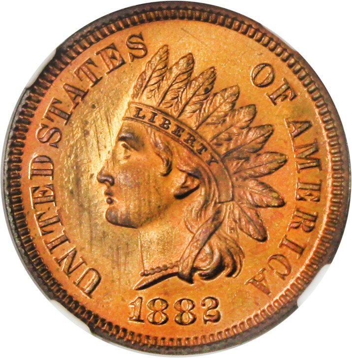 image for: 1882 1c NGC/CAC Proof 64 RB - Mostly Red