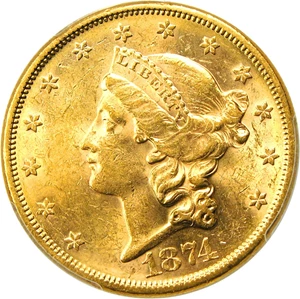 image for: 1874-S $20 PCGS MS61