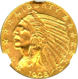image for: 1908-D $5 NGC MS64