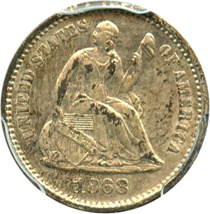 image for: 1868-S H10c PCGS AU55
