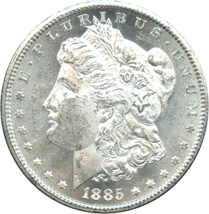 image for: 1885-CC $1 PCGS MS62 (GSA Hoard, with COA)