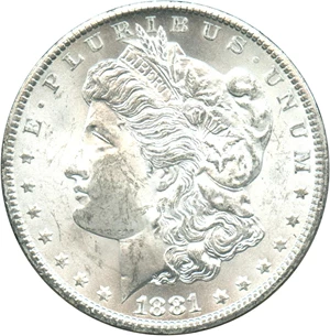 image for: 1881-CC $1 PCGS MS62 (GSA Hoard, with COA)