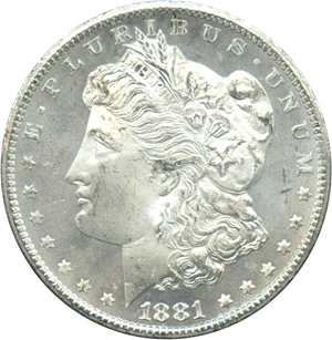 image for: 1881-CC $1 PCGS MS64 (GSA Hoard, with COA)