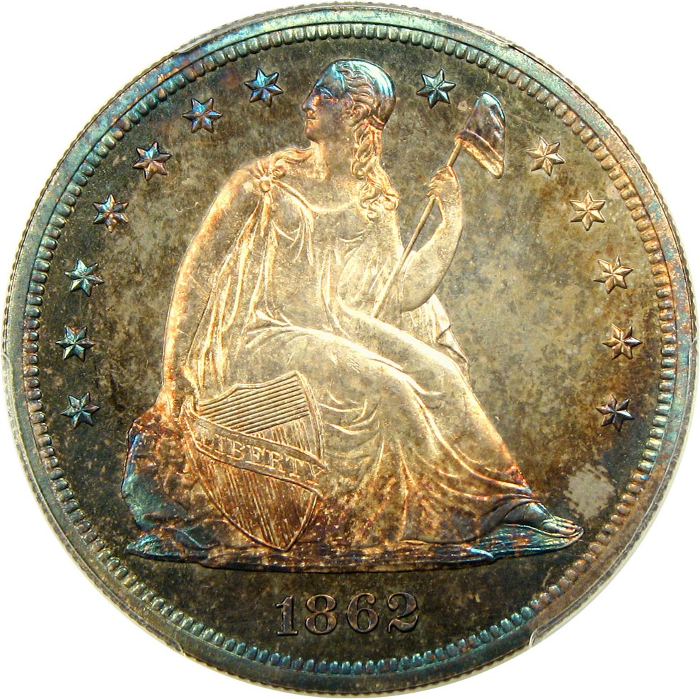 image for: 1862 $1 PCGS/CAC Proof 65