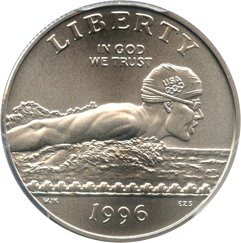 image for: 1996-S Olympic Swimming 50c PCGS MS70 - No Reserve!