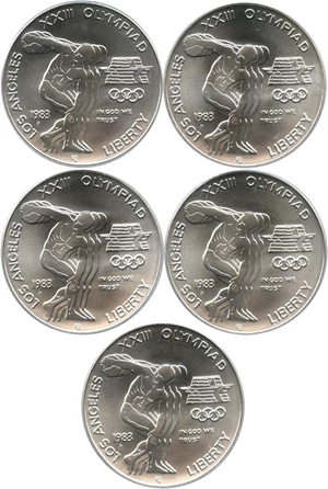 image for: Investor Lot of 1983-D Olympic $1: All PCGS MS69 (5 Coins) - No Reserve!