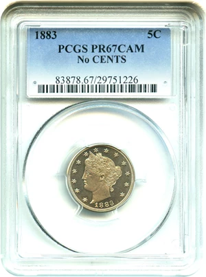 image for: 1883 5c PCGS Proof 67 CAM (No Cents) - Popular One-Year Type Coin - No Reserve!