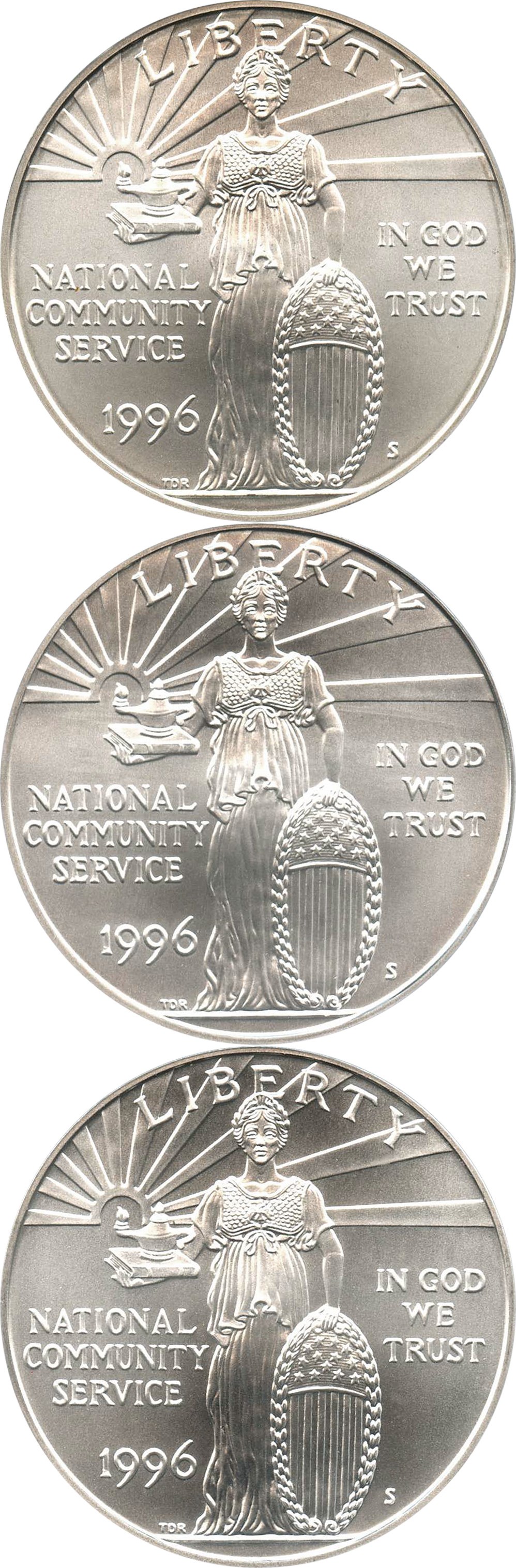 image for: Investor Lot of 1996-S National Community Service $1: All PCGS MS69 (3 Coins) - No Reserve!