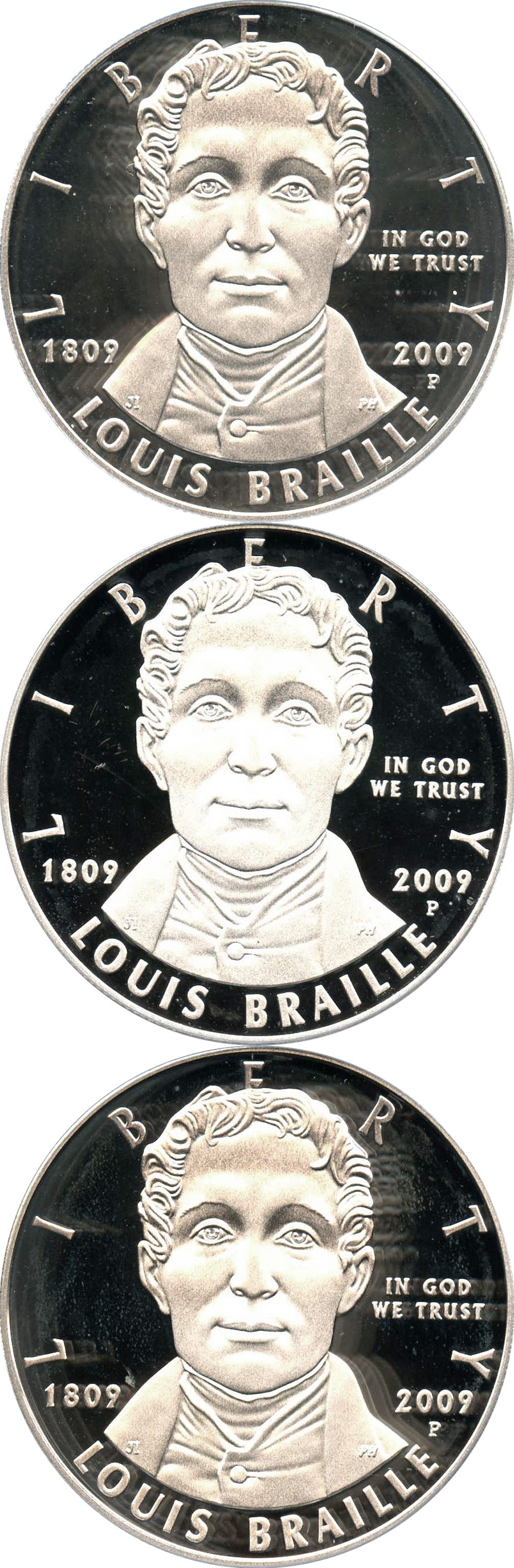 image for: Investor Lot of 2009-P Louis Braille $1: All PCGS Proof 69 DCAM (3 Coins) - No Reserve!