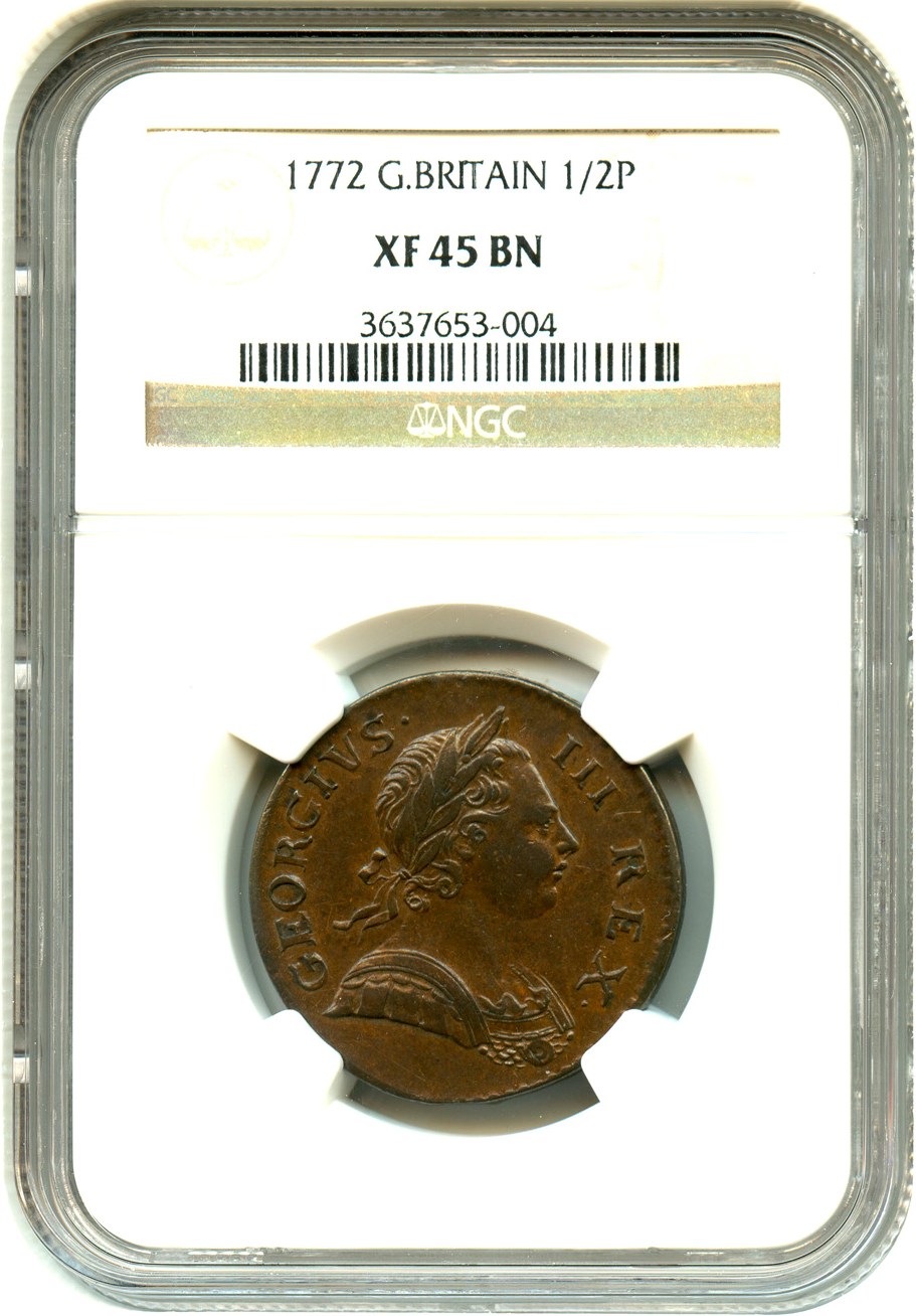 image for: Great Britain: 1772 1/2 D NGC XF45