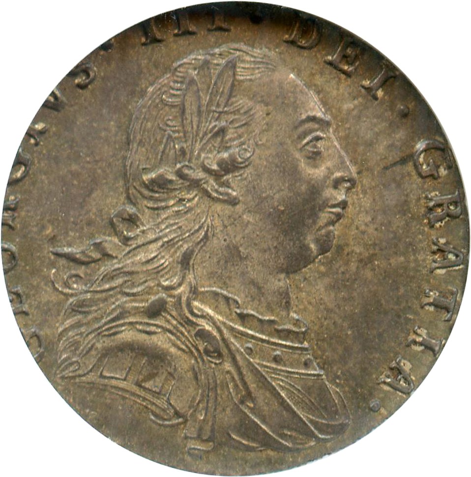 image for: Great Britain: 1787 6D NGC MS62 (Hearts in Shield, ESC-1629)
