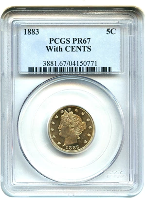 image for: 1883 5c PCGS Proof 67 (With Cents)