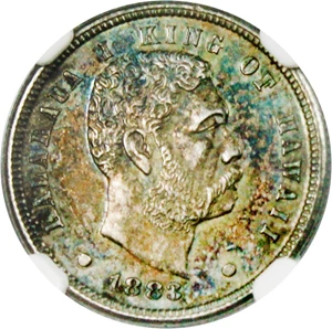 image for: 1883 Hawaii 10c NGC MS61