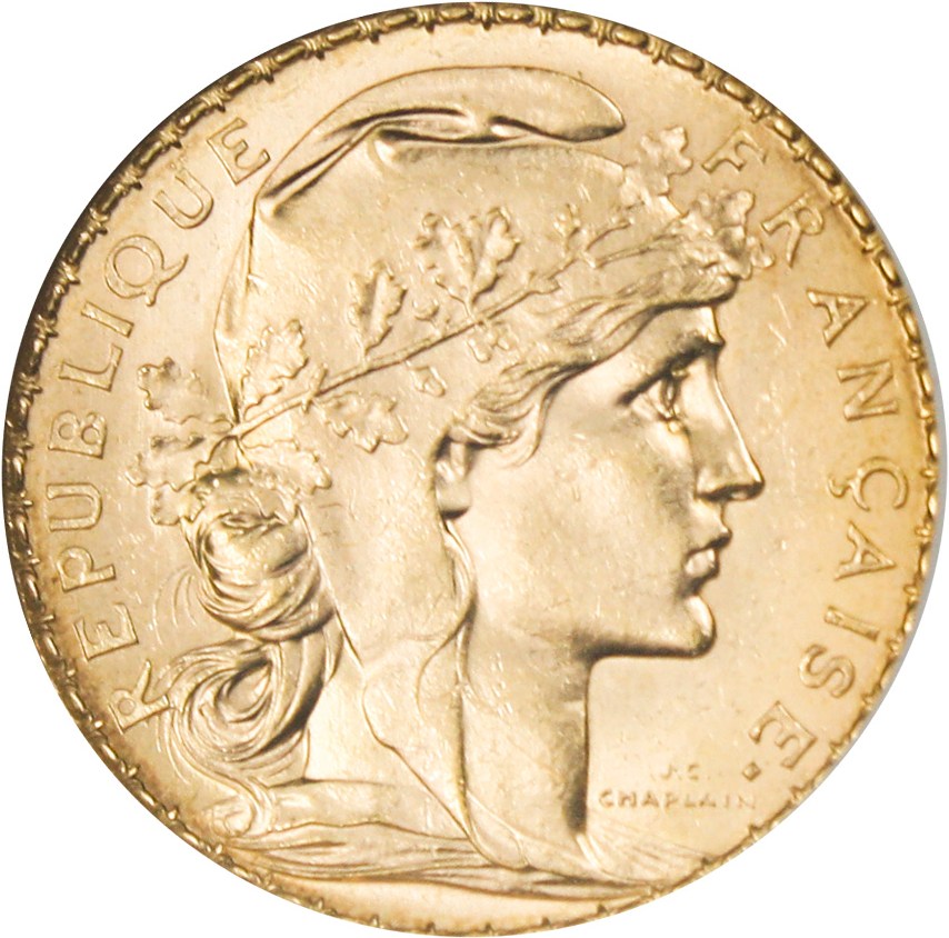image for: France: 1909 Gold 20 Francs NGC MS64 (KM-857) 0.1867oz Gold - No Reserve!