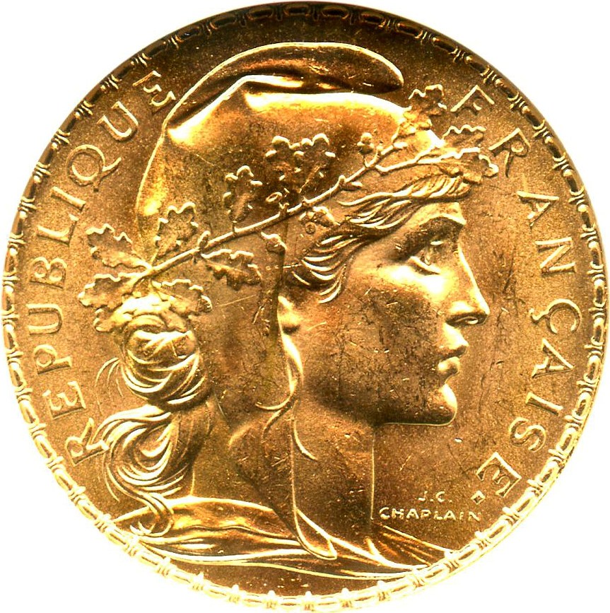 image for: France: 1909 Gold 20 Francs NGC MS64 (KM-857) 0.1867oz Gold - No Reserve!