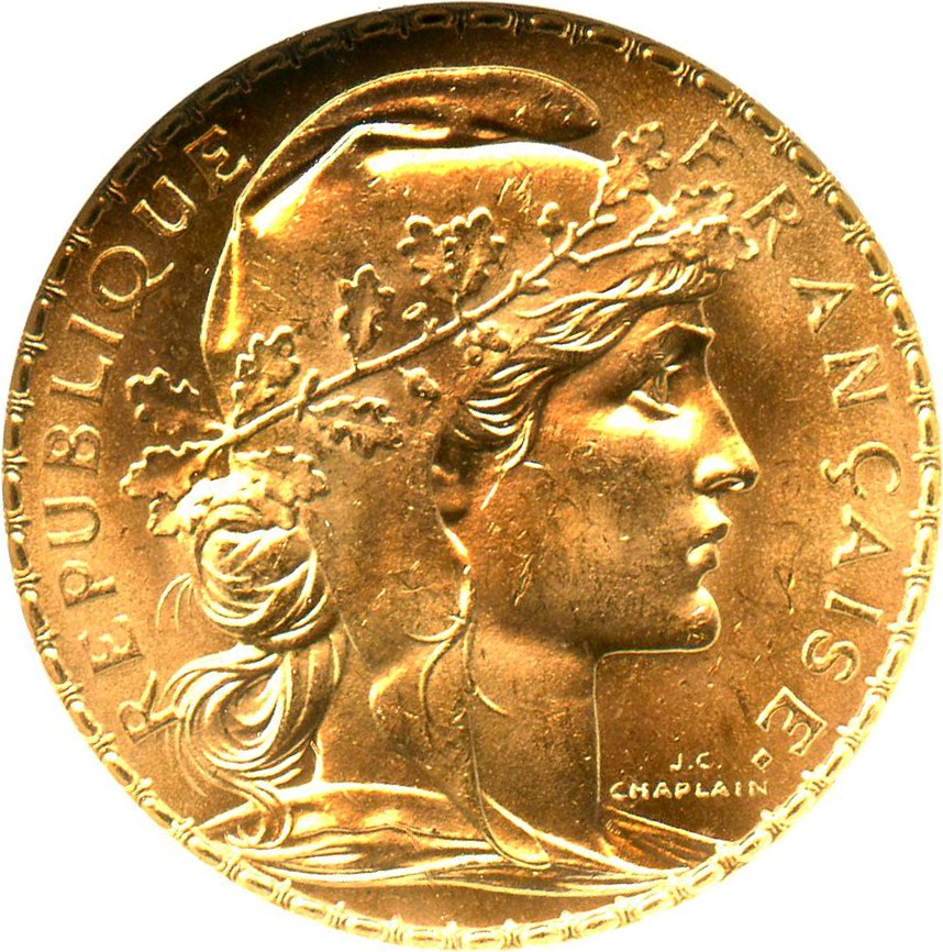image for: France: 1909 Gold 20 Francs NGC MS64 (KM-857) 0.1867oz Gold - No Reserve!