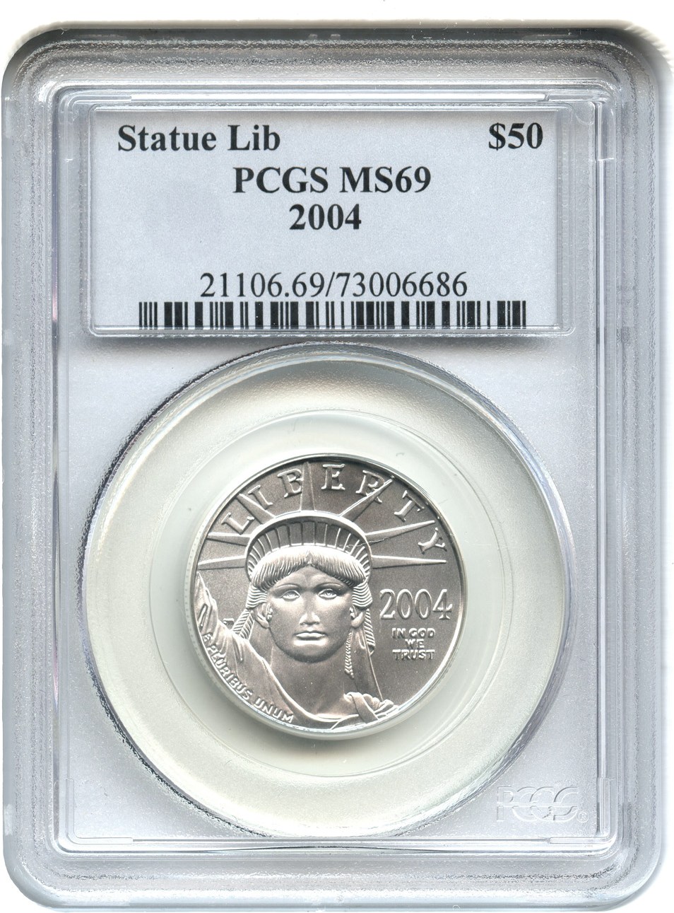 image for: 2004 Platinum Eagle $50 PCGS MS69 - No Reserve!
