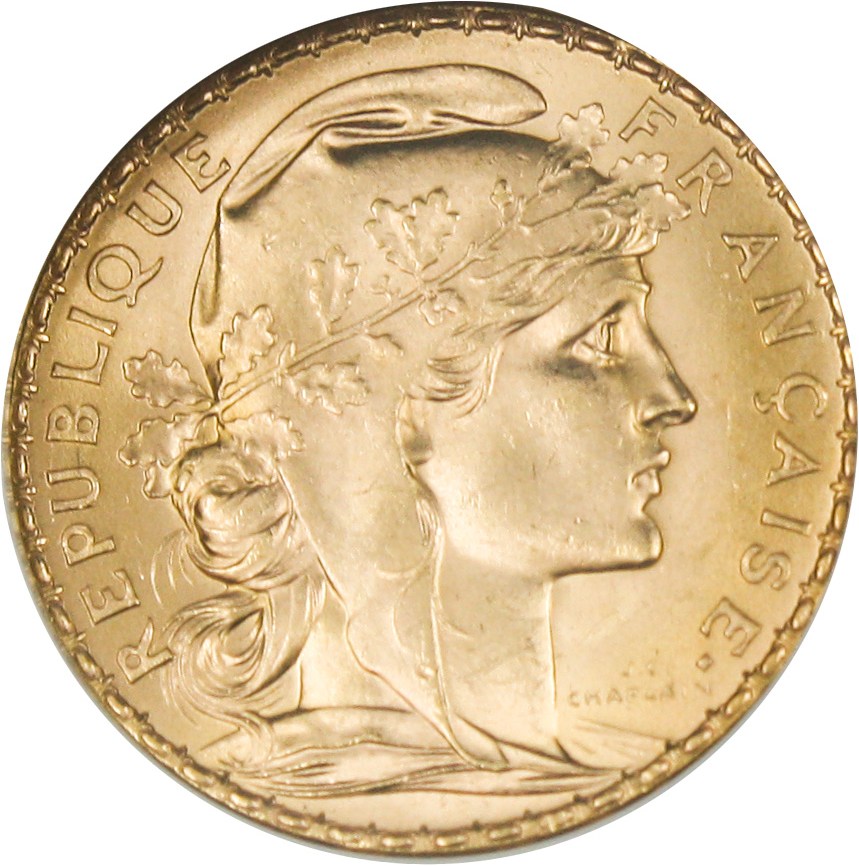 image for: France: 1909 Gold 20 Francs NGC MS64 (KM-857) 0.1867oz Gold - No Reserve!