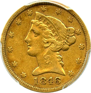 image for: 1846 $5 PCGS/CAC XF40 (Large Date)