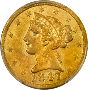 image for: 1847-D $5 PCGS XF40 - Popular Dahlonega Mint Gold