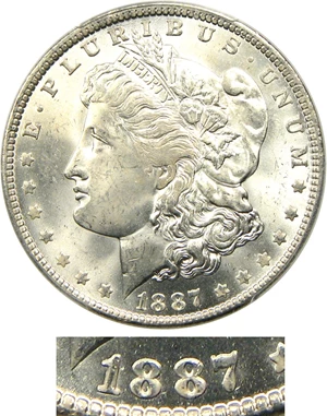 image for: 1887/6-O $1 PCGS MS64