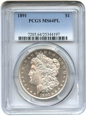 image for: 1891 $1 PCGS MS64 PL