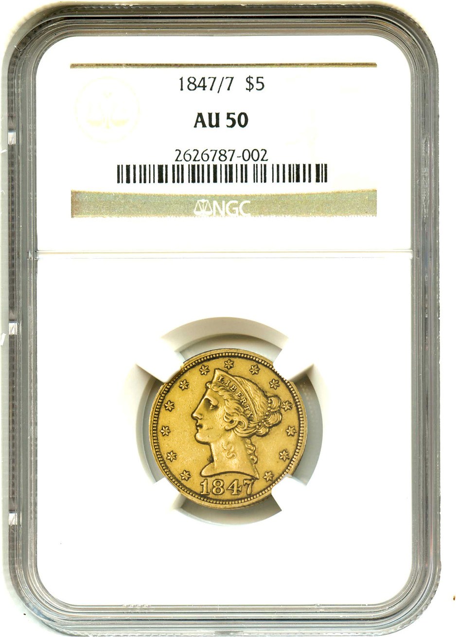 image for: 1847/7 $5 NGC AU50 - No Reserve!