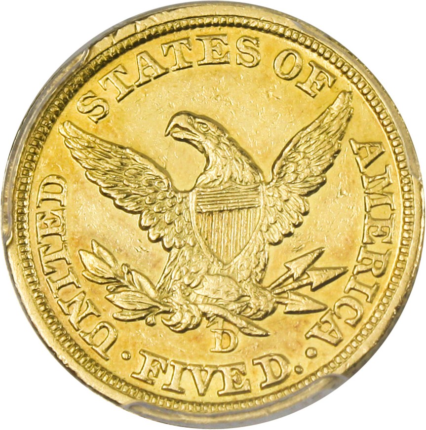 image for: 1846-D/D $5 PCGS AU55