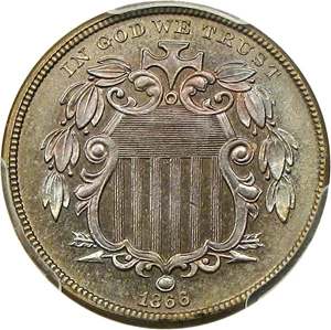 image for: 1866 5c PCGS Proof 64 (With Rays)