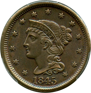 image for: 1845 1c PCGS MS62 BN