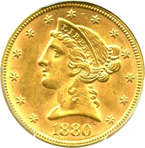 image for: 1880 $5 PCGS MS64