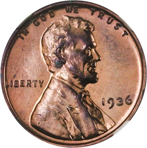 image for: 1936 1c NGC Proof 66 RB (Type 1, Satin Finish)