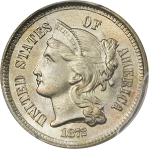 image for: 1872 3cN PCGS MS65 - No Reserve!
