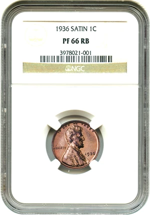 image for: 1936 1c NGC Proof 66 RB (Type 1, Satin Finish)