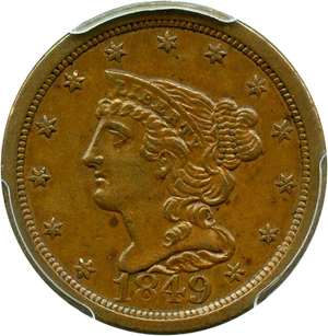 image for: 1849 1/2c PCGS AU58