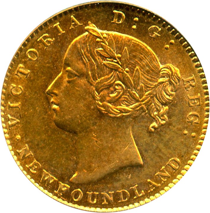 image for: Newfoundland: 1885 Gold $2 PCGS AU55 (KM-5) 0.0981 oz gold