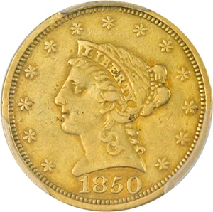 image for: 1850 $2 1/2 PCGS XF45