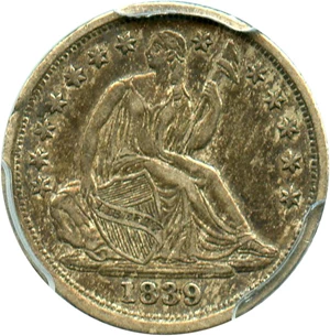 image for: 1839 H10c PCGS AU50 (No Drapery)